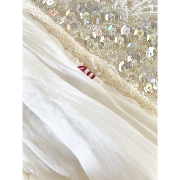 1960's Iridescent Sequined and Beaded Knit Camisole Sweater Top - Zipper Back - Picture 6 of 6